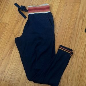 Size XS Faherty Navy Sweatpants with orange trim